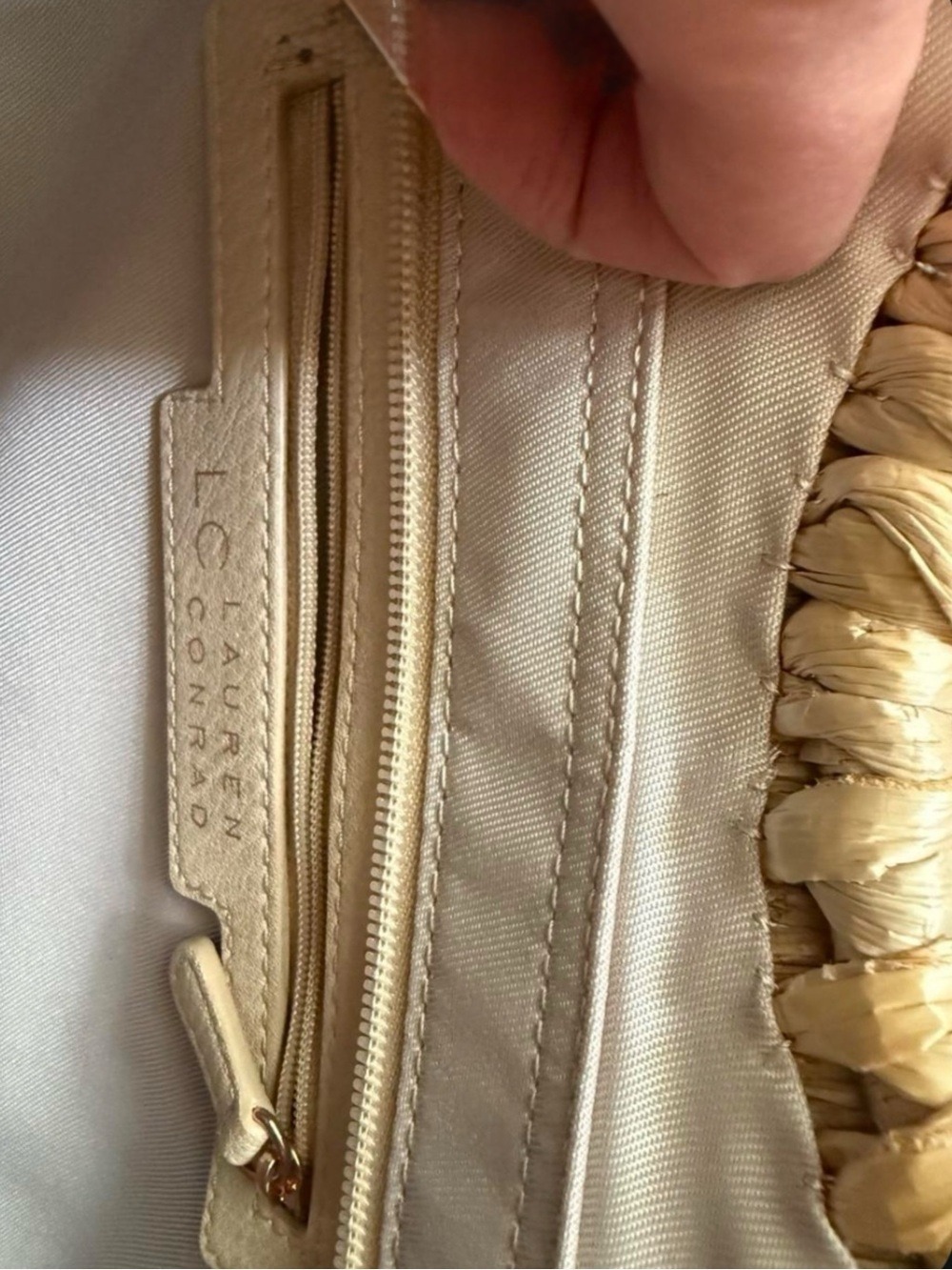LC Lauren Conrad Cream Woven Straw Crossbody Bag - Picture 7 of 10